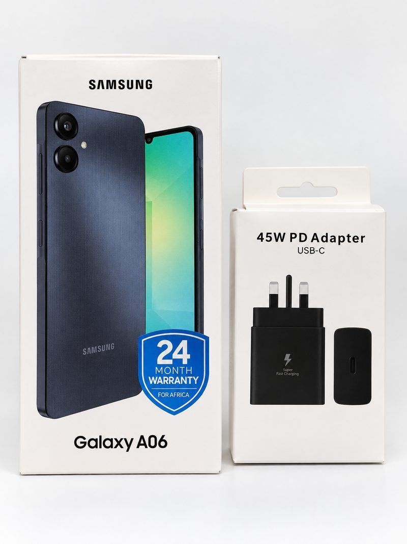 Samsung Galaxy A06 with 45W adapter