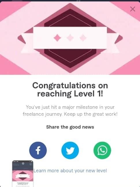 Fiverr Level 1 achievement